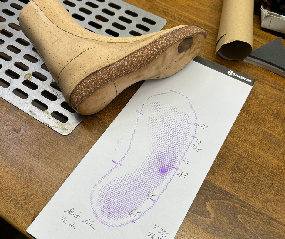 Der Fußabdruck hilft bei dem Individualisieren der Leiste