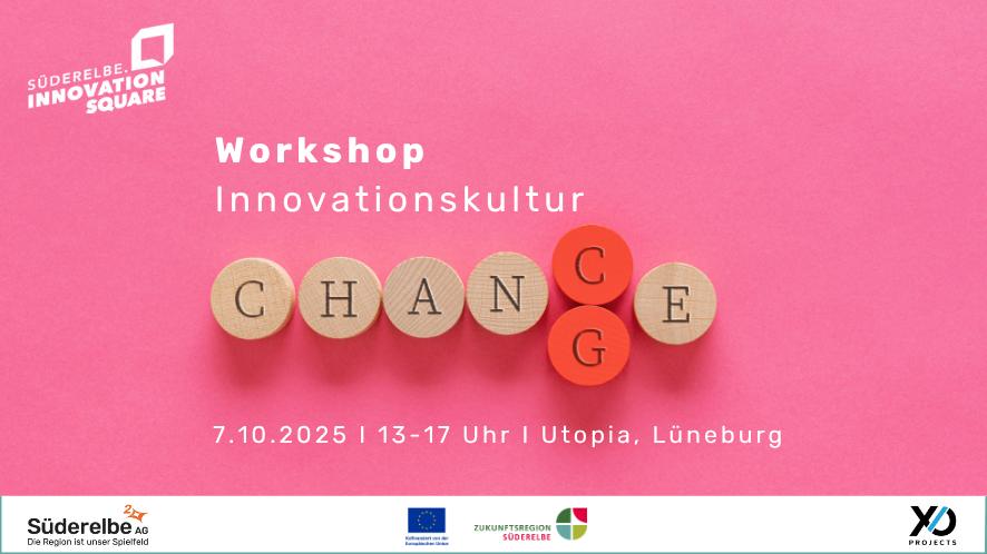 Rosa Hintergrund und vorne in Bauklötzen steht Change und Chance, gilt als Bewerbungsbild für den Workshop