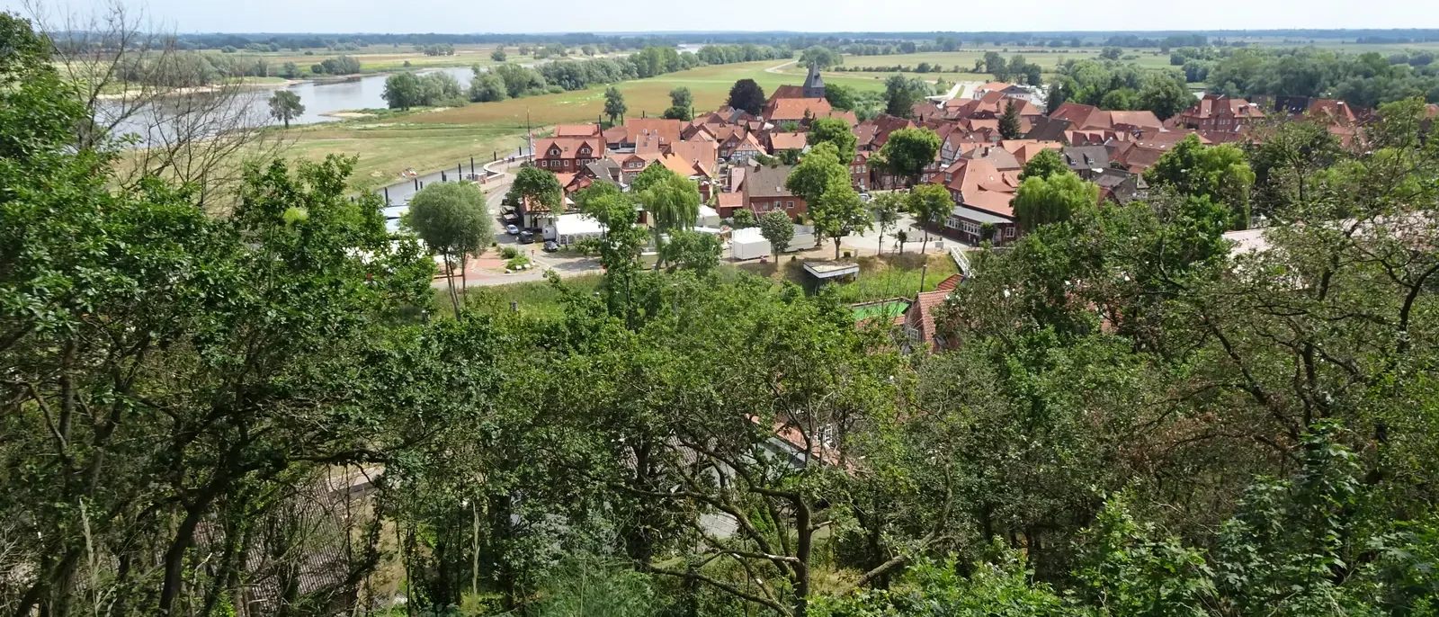 Blick vom Weinberg auf die Altstadt von Hitzacker an der Elbe
